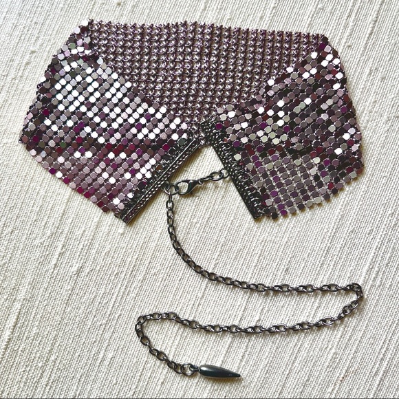 PINK & GREEN GUNMETAL CHAINMAIL MESH THICK CHOKER - Picture 9 of 9